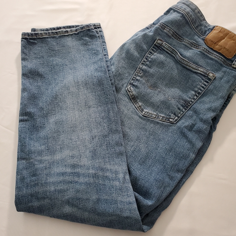 American eagle next level Flex Distress Ripped bleach washed Jean's Size 36× 32